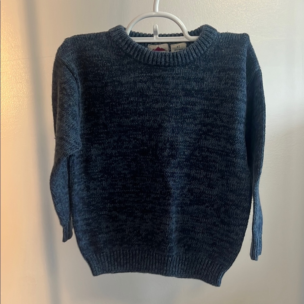 Navy Blue Chunky Knit Sweater with Crew Neck